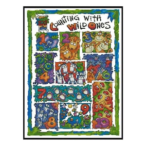 Wild Ones Wildlife Animals Counting Numbers ABC Counted Cross stitch Instant Download PDF Pattern