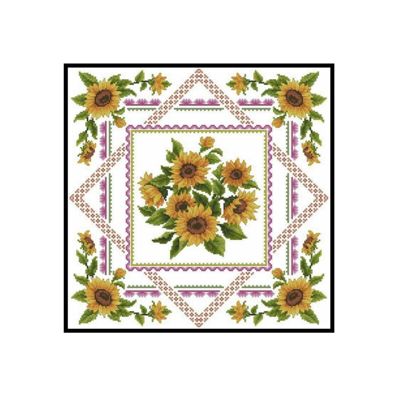 Honey Sunflowers Counted Cross stitch Instant Download PDF Pattern
