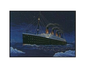 Titanic-filmen Kryssning Nattskepp Hav Hav Räknat korsstygn Direktnedladdning PDF-mönster