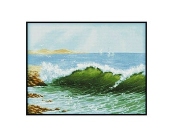 Ocean Sea Wave Nature Counted Cross stitch Instant Download PDF Pattern