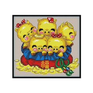 Chinese Zodiac Sign Pig Year Counted Cross stitch Instant Download PDF Pattern