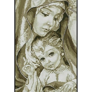 Holy Blessed Virgin Mary God Jesus Christ Counted Cross stitch Instant Download PDF Pattern