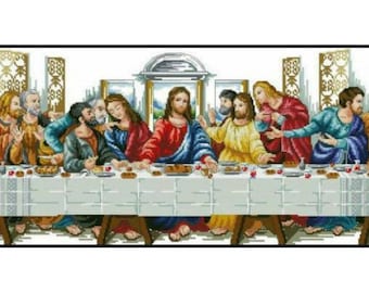 Jesus Christ Last Supper 12 Apostles Embroidery Counted Cross stitch Instant Download PDF Pattern