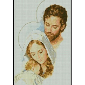 Holy Family Virgin Mary Joseph Jesus Christ Counted Cross stitch Instant Download PDF Pattern