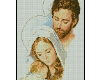 Holy Family Virgin Mary Joseph Jesus Christ Counted Cross stitch Instant Download PDF Pattern