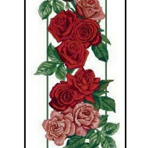 Stem Petals Red Rose Flowers Plants Nature Counted Cross stitch Instant Download PDF Pattern