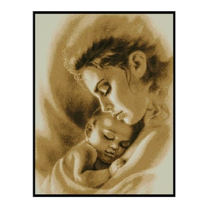 Mother Child Baby Love Embroidery Counted Cross stitch Instant Download PDF Pattern
