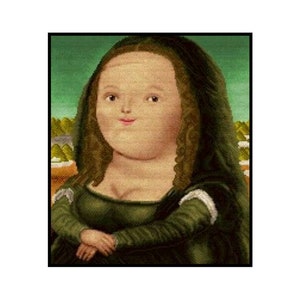 Monalisa Botero Arts Cartoon Animation Kreuzstich Sofort-Download PDF-Muster