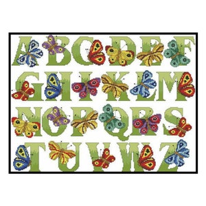 Butterfly Alphabet Abc Insects Animals Counted Cross stitch Instant Download PDF Pattern