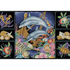 Ocean Reef Dolphins Cross Stitch Pattern: Aquatic Animals (PDF Pattern)