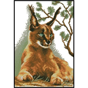 Caracal Cats Wildlife Animals Embroidery Counted Cross stitch Instant Download PDF Pattern