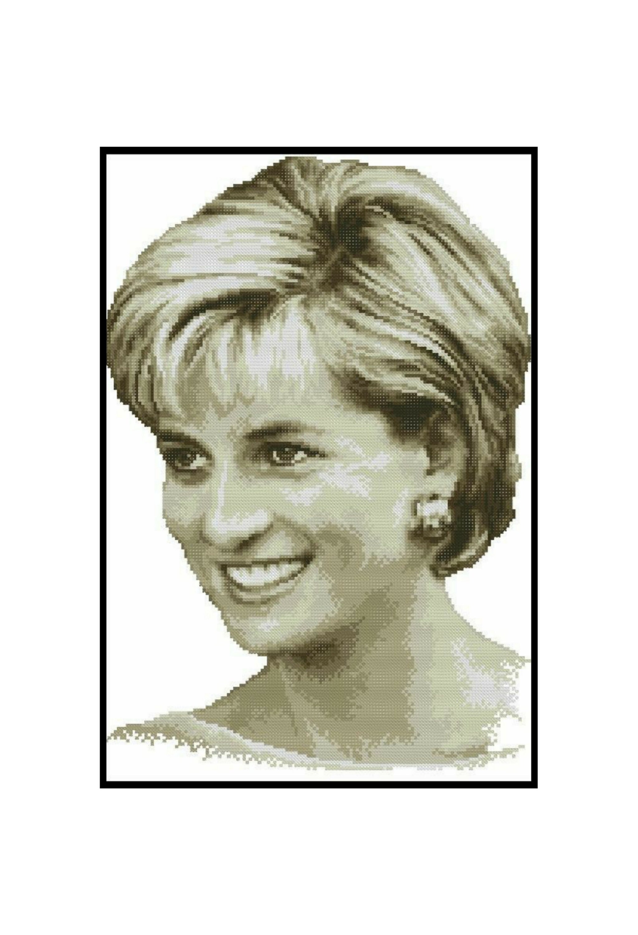 Famous Princess Lady Diana Counted Cross stitch Instant Download PDF Pattern