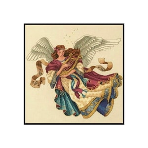 Angel Music Harp Instrument Embroidery Counted Cross stitch Instant Download PDF Pattern