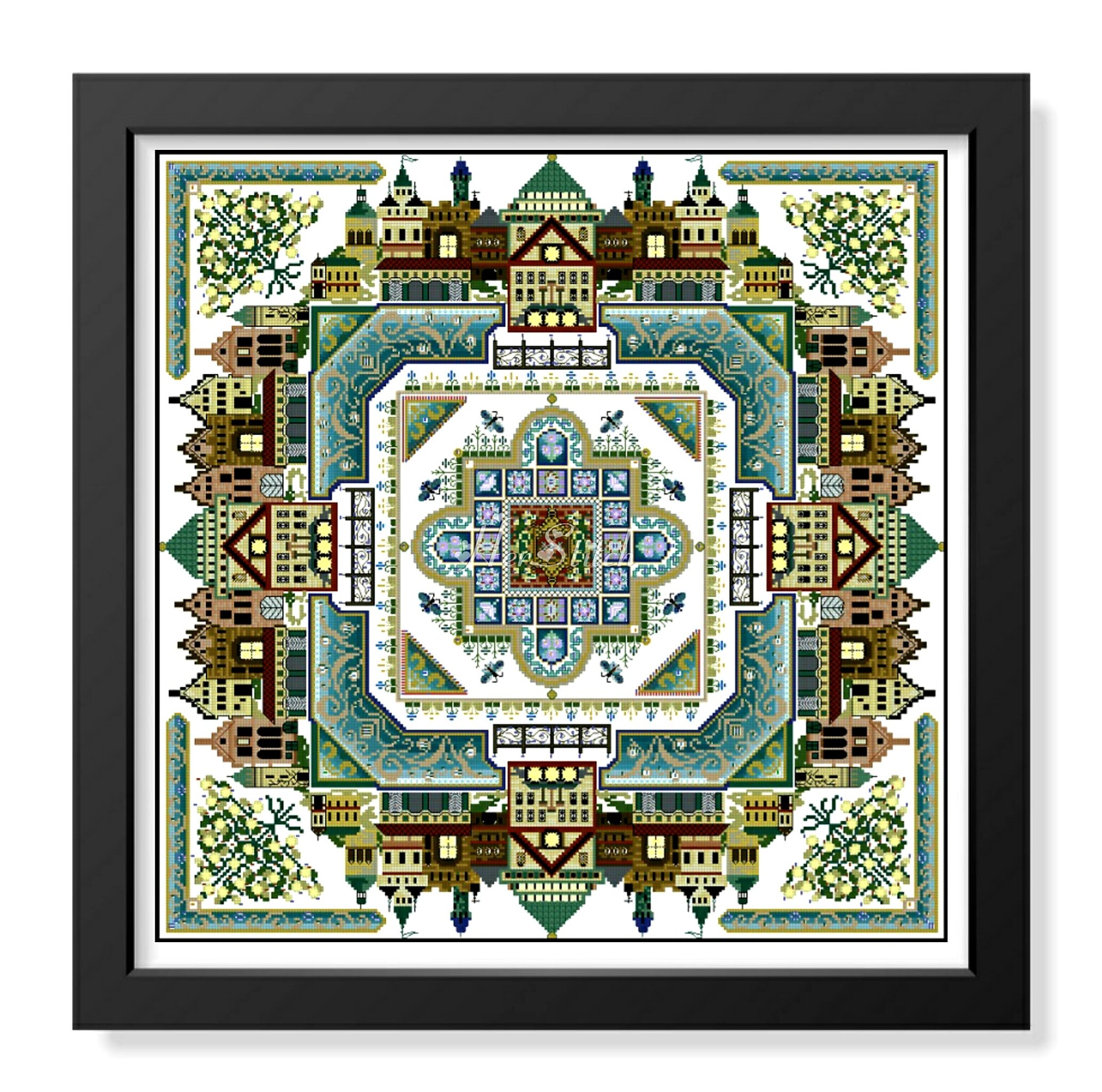 Medieval Town Cross stitch PDF Pattern Etsy