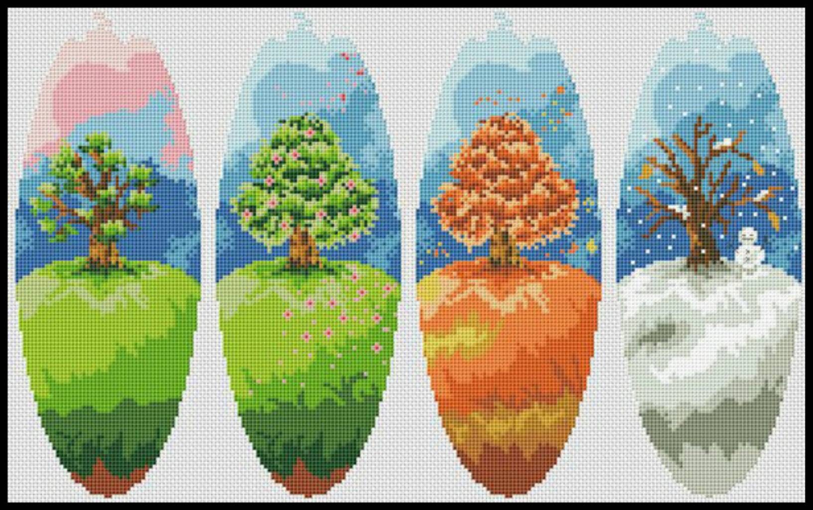 Four Seasons Tree Embroidery: Counted Cross Stitch Pattern (PDF) - Etsy