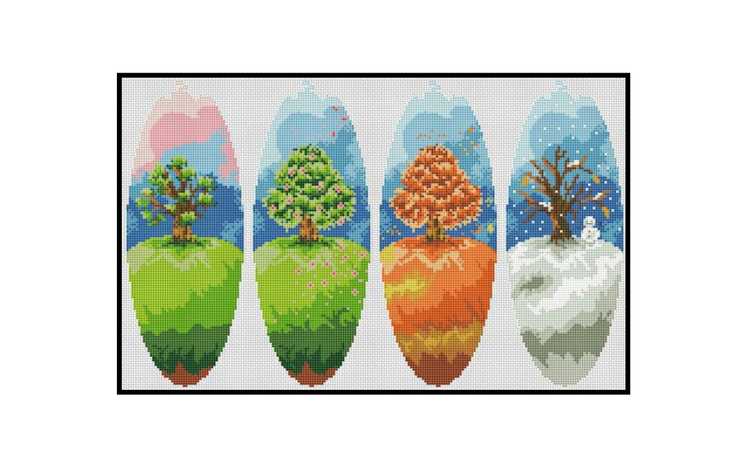 Four Seasons Tree Embroidery: Counted Cross Stitch Pattern (PDF) - Etsy