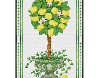 Lemon Tree Topiary Cross Stitch Pattern (PDF Download)