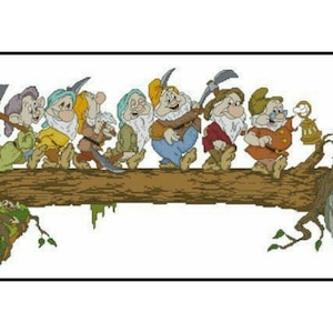 Snow White Seven Dwarfs Gnome Fantasy Counted Cross stitch Instant Download PDF Pattern