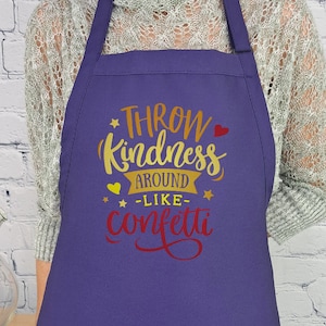 Embroidered Kindness Apron: Adjustable Neck, Pockets