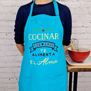 Delantal de cocina | Cocinar Con Amor Te Alimenta El Alma | Regalo Para Ella