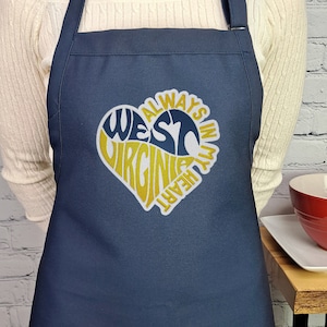 West Virginia Apron embroidered kitchen accessory with pockets and adjustable neck perfect moving gift for her