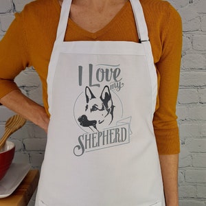 German Shepherd apron dog lovers embroidered kitchen accessory with pockets adjustable apron durable material