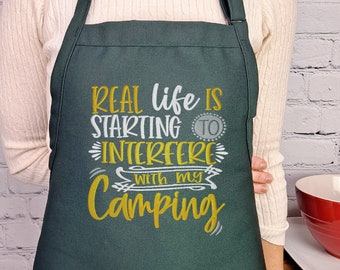 Embroidered Camping Apron, Summer Grilling Gift