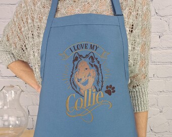 Collie dog lovers embroidered kitchen apron