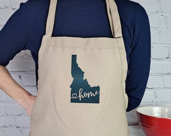 Embroidered Idaho Apron: State Pride Kitchen Apron, Gift for Her