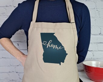 Embroidered Georgia Apron: USA Made Kitchen Gift