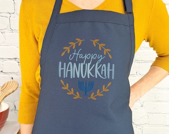 Embroidered Hanukkah Apron: USA Made Kitchen Gift