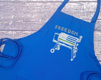 Freedom apron service flag embroidered grilling bbq meat smoking  apron patriotic fathers day gift
