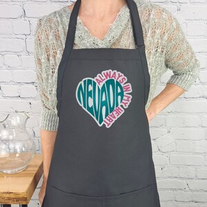 Nevada apron cooking baking kitchen accessory embroidered gift house warming apron perfect moving gift for her with without pocket