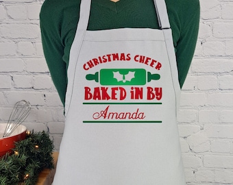 Personalized Christmas Baking Apron | Embroidered Apron