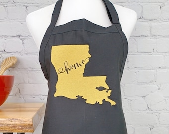 Louisiana Embroidered Apron: State Pride Kitchen Gift