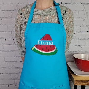 Personalized Watermelon Apron: Embroidered Summer Kitchen Apron