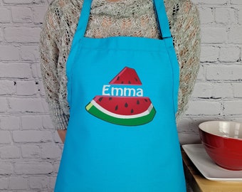 Personalized Watermelon Apron: Embroidered Summer Kitchen Apron
