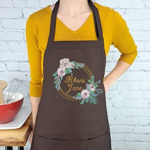 Customizable apron embroidered Personalize name kitchen apron with pockets perfect gift for mothers day adjustable neck bridal party gift