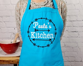 Personalized embroidered apron  Customizable name Chef kitchen apron with pockets
