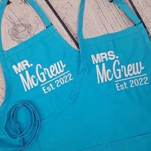 Embroidered Kitchen Aprons - Ideal Anniversary and Wedding Present for Foodie Duos