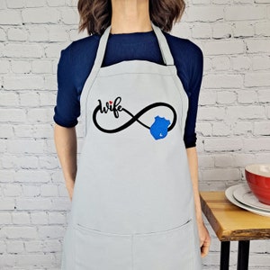 Police wife Apron Infinity embroidered apron embroidery baking apron