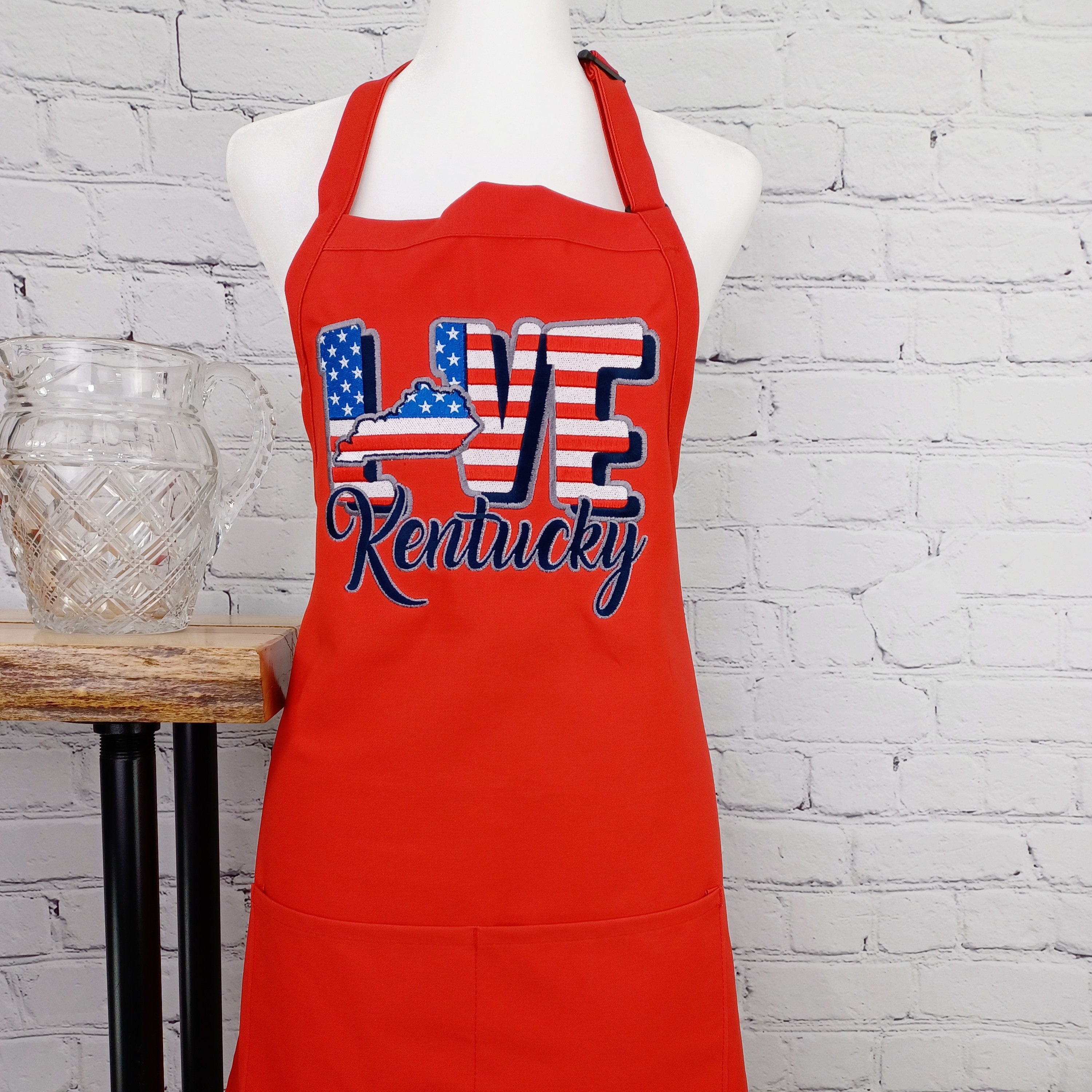 Kentucky Apron Patriotic Flag Embroidered Love Summer Grilling Apron - Etsy