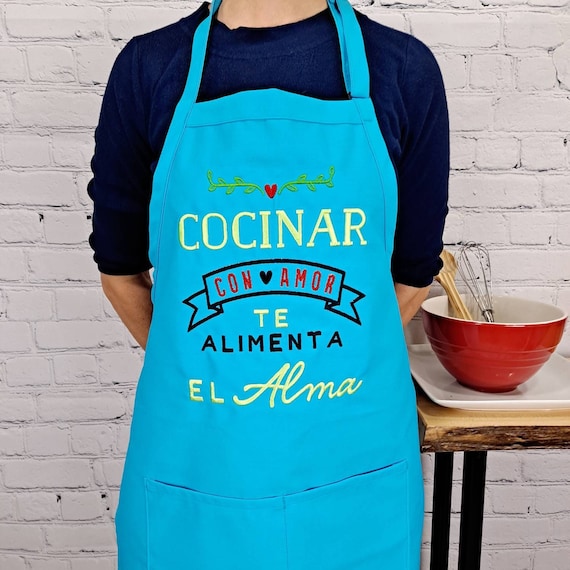 Curso de colisión Adular Patatas Delantal de cocina / Cocinar Con Amor Te Alimenta El Alma / - Etsy México
