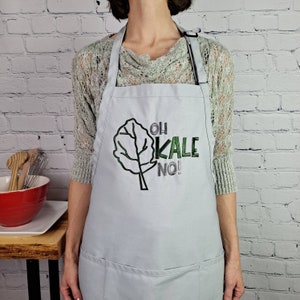Oh Kale No Embroidered Apron: Adjustable Neck, Pockets