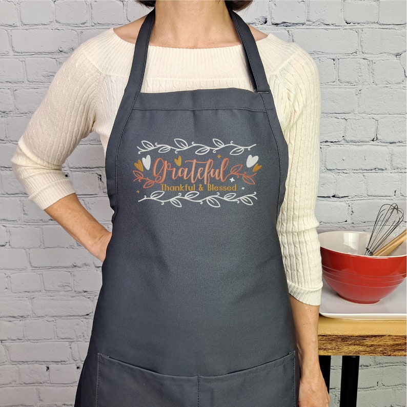 Fall Apron Grateful, Thankful and Blessed Thanksgiving Autumn Apron ...