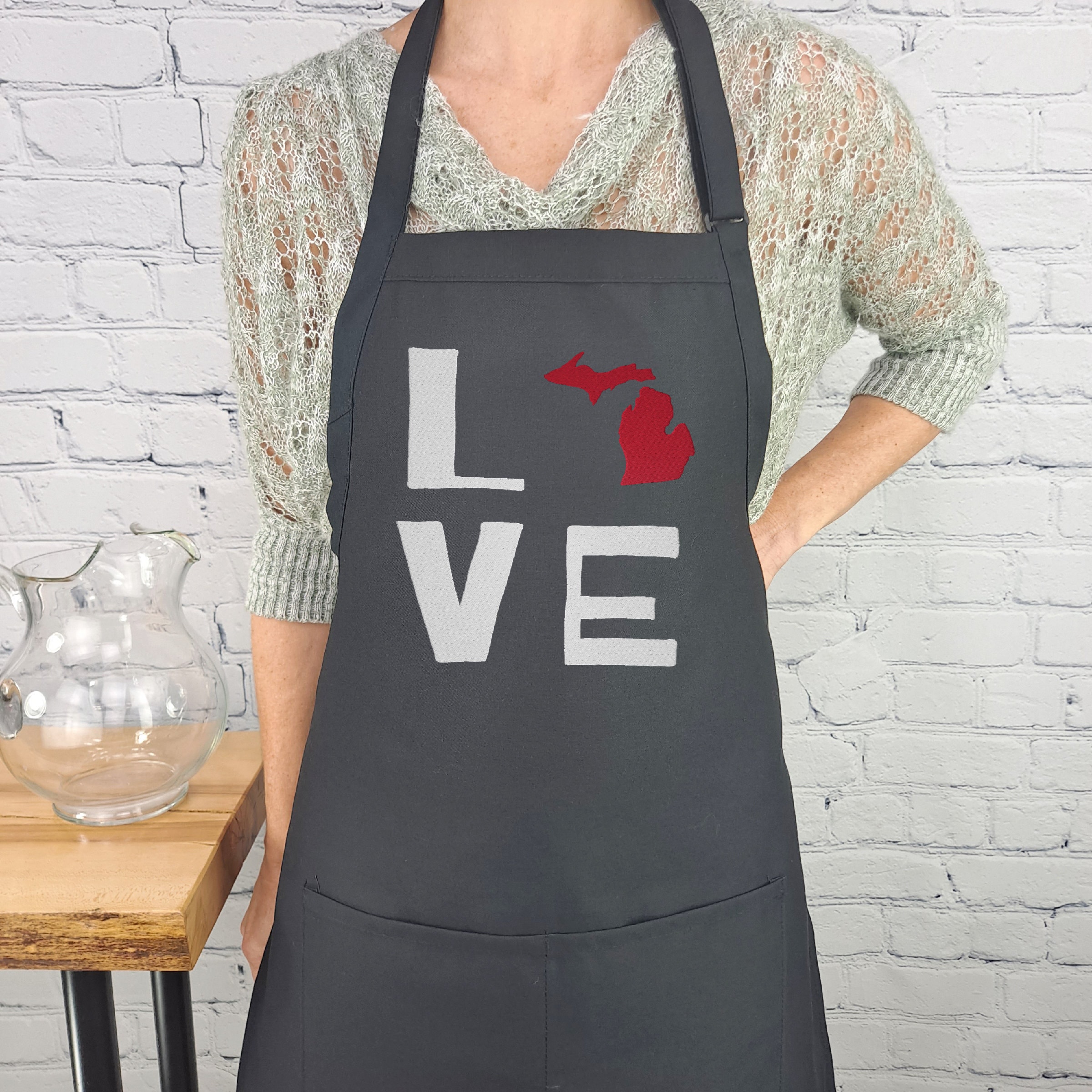Michigan Apron Embroidered Love Our State Summer Grilling Etsy UK