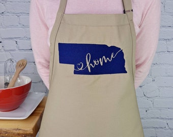 Nebraska Embroidered Apron love our home state kitchen cooking apron