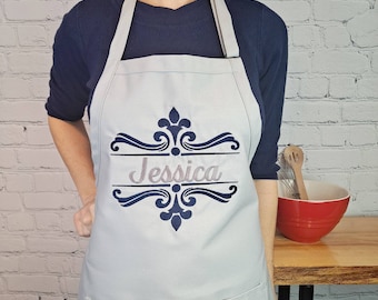 Personalized embroidered apron  Customizable name Chef kitchen apron with pockets