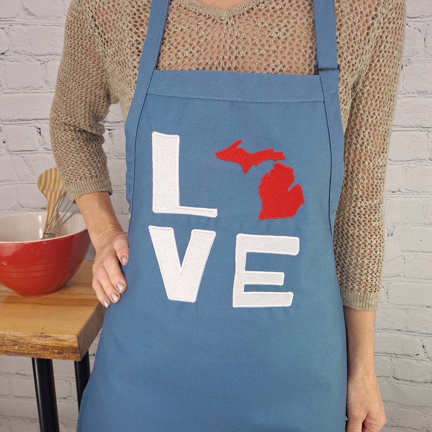 Michigan Apron Embroidered Love Our State Summer Grilling Etsy UK