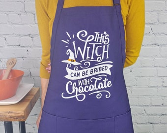 Geborduurde heks chocolade steekpenning schort | Grappig Halloween-bakken